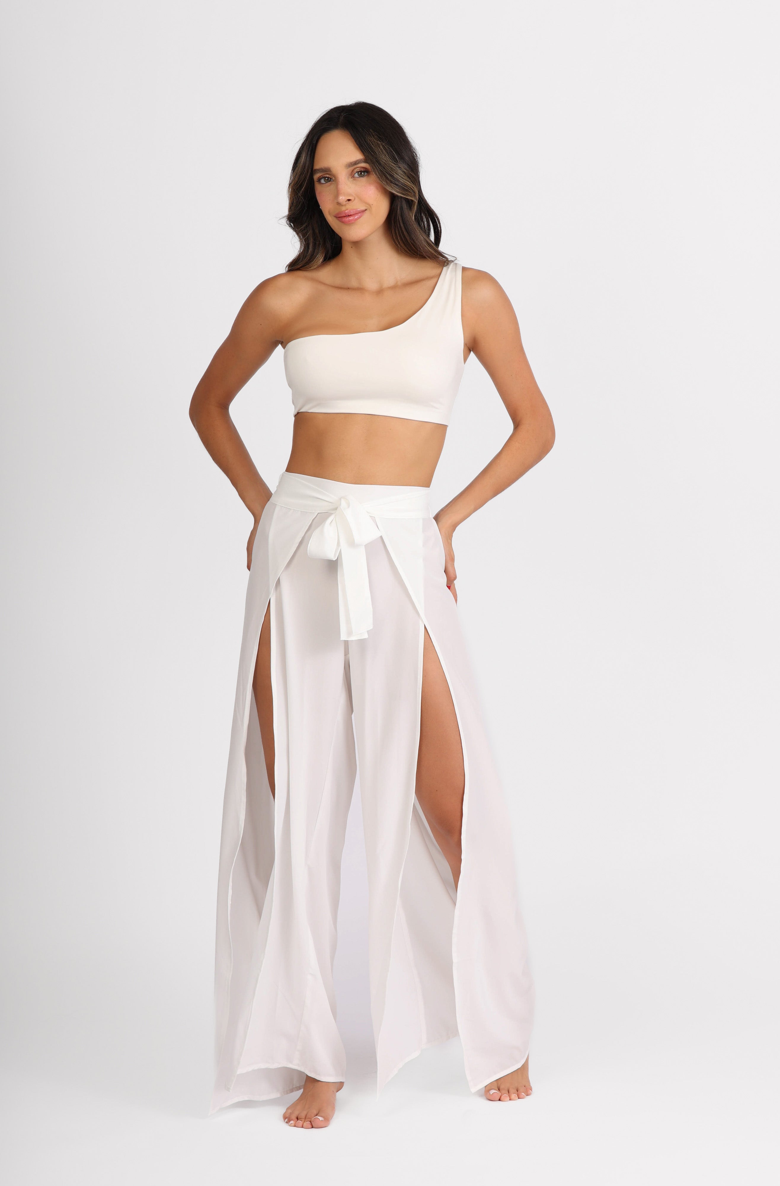 Pantalones fluidos color marfil