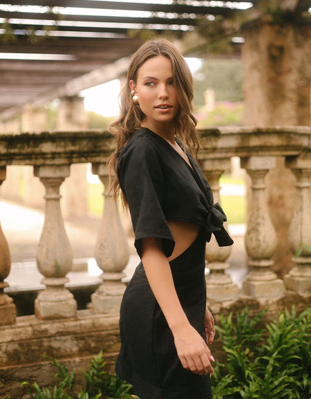 OBSIDIAN LINEN DRESS