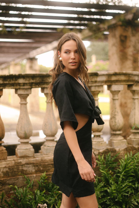 OBSIDIAN LINEN DRESS